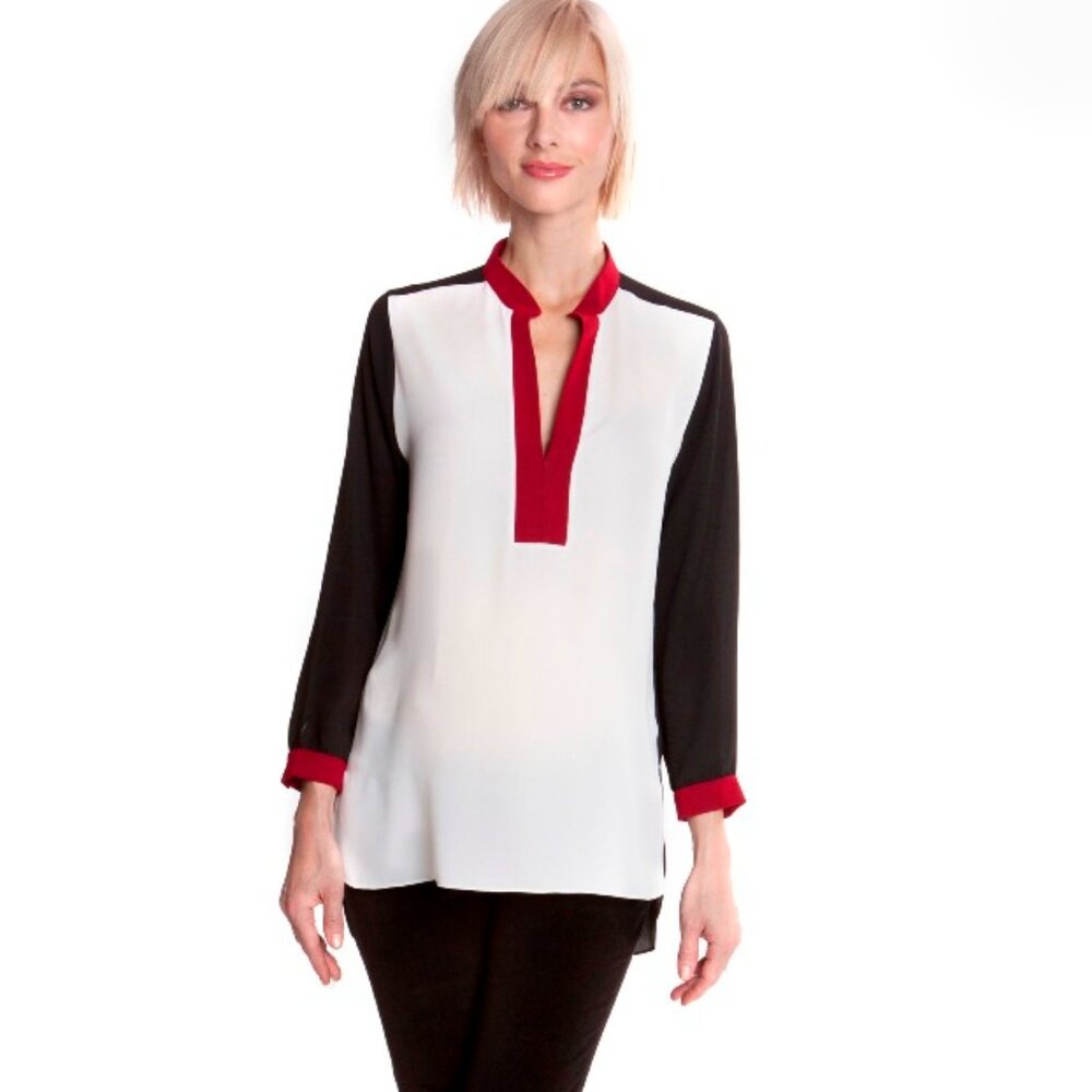 Olian Maternity Patti Chiffon Top - Color Block NwT